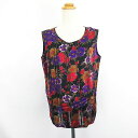 【中古】ピエールバルマン PIERRE BALMAIN ブラウス シャツ ノースリーブ プルオーバー 花柄 ストライプ シアー ブラック系 ※EKM レディース 【ベクトル 古着】 250428(4)