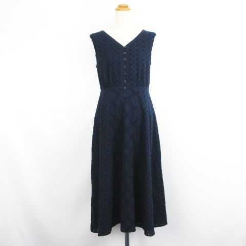 【中古】アクシーズファム axes femme ワンピース チュニック ノースリーブ Vネック ロング丈 コットンレース バックレースアップ M ネイビー ※EKM レディース 【ベクトル 古着】 250508 【中古】アクシーズファム axes femme ワンピース チュニック ノースリーブ Vネック ロング丈 コットンレース バックレースアップ M ネイビー ※EKM レディース 【ベクトル 古着】 250508