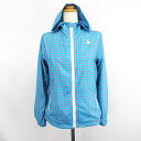 【中古】ルコックスポルティフ le coq sportif ジャンパー ブルゾン ウィンドブレーカー 長袖 フード ジップアップ 総柄 裏地 ロゴ M ブルー系...