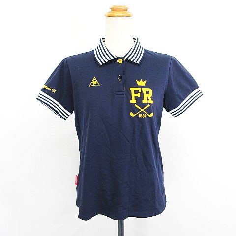 【中古】ルコックスポルティフ le coq sportif Golf Collection QGL2601 ポロシャツ 半袖 ロゴ L ネイビー ※EKM レディース 【ベクトル 古着】 250604