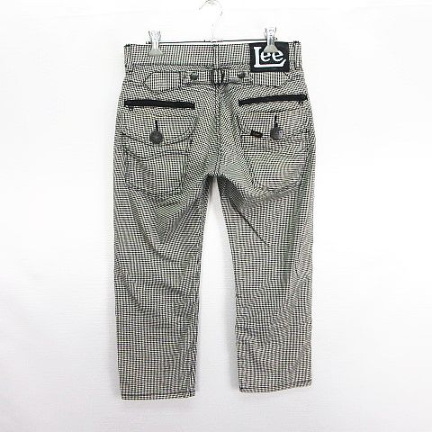 【中古】リー LEE RIDERS 08834 パンツ ボトムス クロップド フラップ ジッパー 千鳥格子 シンチバック ストレッチ 26 ブラック×ホワイト ※EKM メンズ 【ベクトル 古着】 250712