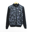【中古】キャロウェイ CALLAWAY ニット ジャンパー ブルゾン ウィンドブレーカー 長袖 ジップアップ 総柄 ウール混 ロゴ M ブラック ゴルフウェア ※EKM メンズ 【ベクトル 古着】 250907