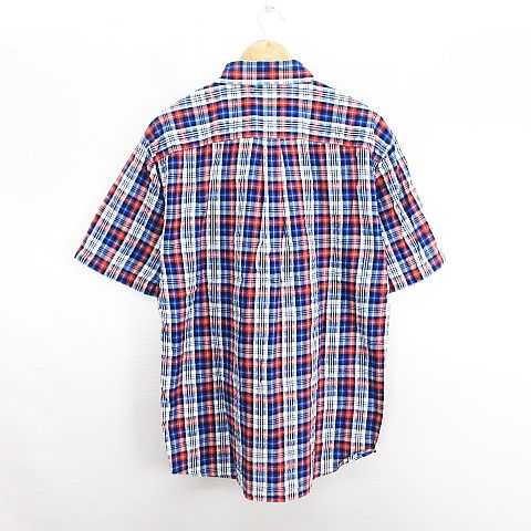 【中古】ユーピーレノマ U.P renoma シャツ 半袖 ボタンダウン チェック 胸ポケット 麻混 LL マルチカラー ※EKM メンズ 【ベクトル 古着】 251021
