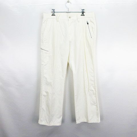 【中古】アディダス adidas テーラーメイド パンツ ボトムス ロング丈 光沢 ライン ロゴ ストレッチ 85 アイボリー ゴルフウェア ※EKM メンズ 【ベクトル 古着】 260607