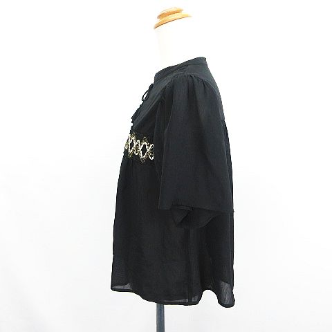 【中古】ロペピクニック ROPE Picnic ブラウス シャツ 半袖 プルオーバー バンドカラー ラメ 38 ブラック ※EKM レディース 【ベクトル 古着】 260610 auc-vector-21025203 ブランド古着の買取販売ベクトル サンプル画像2