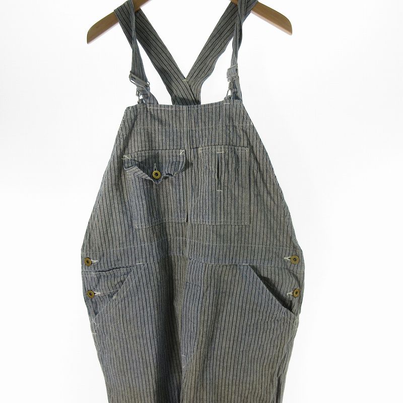 【中古】UNION SUPPLY ユニオンサプライ 千筋 オーバーオール ストライプ インディゴ US41603 32 メンズ 【ベクトル 古着】 241005