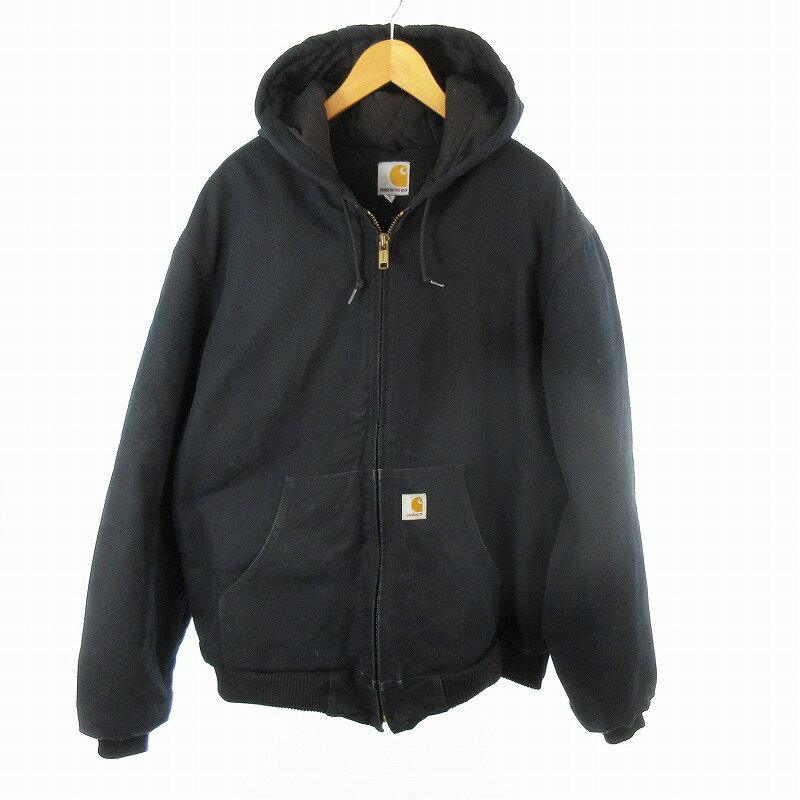 【中古】カーハート carhartt USA製 90’S Duck Active Jacket J140 アクティブジャケット フェード ブラック 黒 L TALL ヴィンテージ オールド アウター メンズ 【ベクトル 古着】 250407