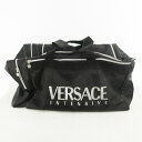 【中古】ヴェルサーチ ヴェルサーチェ VERSACE INTENSIVE ボストンバッグ ダッフルバッグ ショルダー 2WAY ロゴ メデューサ金具 黒 ブラッ...