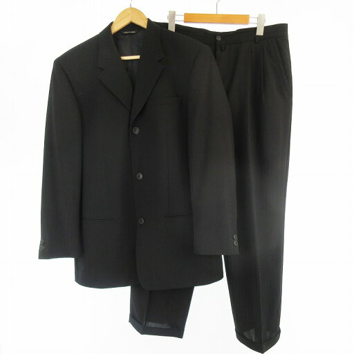 【中古】ヴェルサス VERSUS GIANNI VERSACE ジャンニヴェルサーチ スーツ セットアップ 上下 ジャケット 背抜き 3B パンツ スラックス ストライプ 黒 ブラック レーヨン 36/50 メンズ 【ベクトル 古着】 250720 【中古】ヴェルサス VERSUS GIANNI VERSACE ジャンニヴェルサーチ スーツ セットアップ 上下 ジャケット 背抜き 3B パンツ スラックス ストライプ 黒 ブラック レーヨン 36/50 メンズ 【ベクトル 古着】 250720