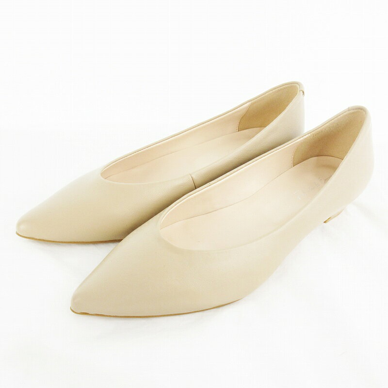 【中古】未使用品 Fabiola&Emma ファビオラアンドエマ 24.5cm パンプス ポインテッドトゥ ローヒール ベージュ レザー 靴 レディース 【ベクトル 古着】 260330
