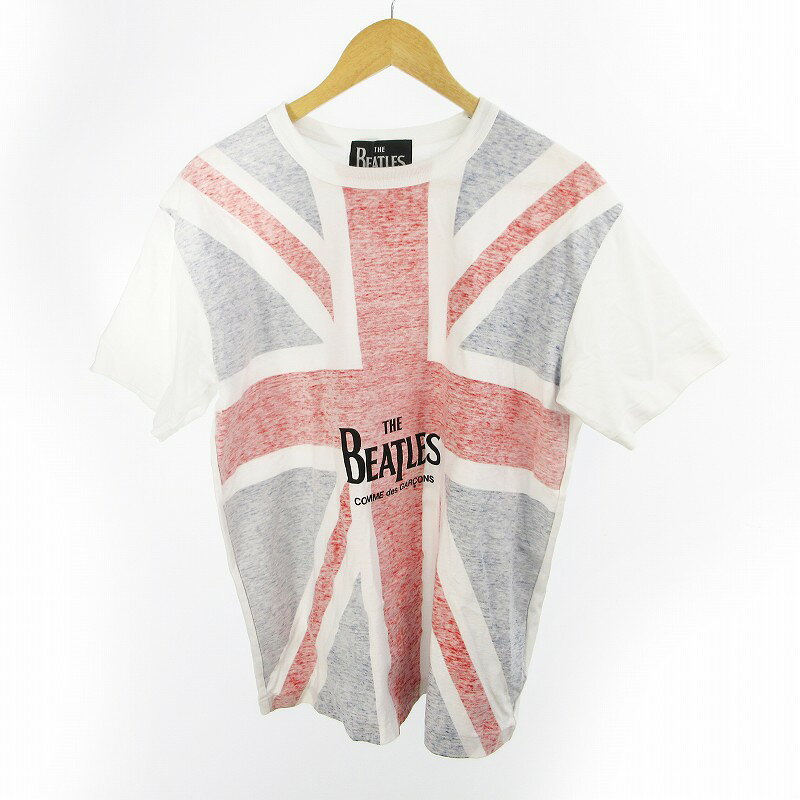 【中古】未使用品 コムデギャルソン COMME des GARCONS ビートルズ THE BEATLES XL ユニオンジャック イギリス 半袖 Tシャツ VZ-T051 AD2024 ロゴ プリント ホワイト 白 メンズ 【ベクトル 古着】 260724