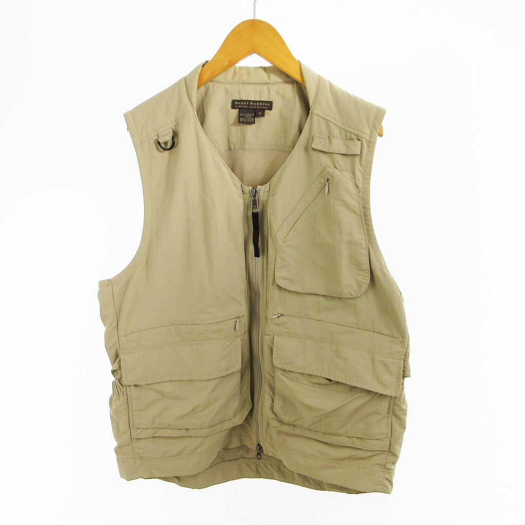 【中古】Royal Robbins ロイヤルロビンズ M フィッシングベスト ベージュ ナイロン 90s 00s ヴィンテージ オールド アウトドアウェア メンズ 【ベクトル 古着】 260811