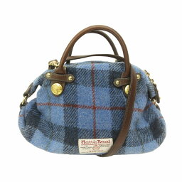 【中古】TREASURE TOPKAPI × Harris Tweed トプカピ ハリスツイード ハンドバッグ ショルダーバッグ 2WAY チェック ロゴプレート 青 ブルー レディース 【ベクトル 古着】 240503