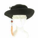 【中古】ボルサリーノ Borsalino タグ付 フェルトハット ウール イタリア製 黒 ブラック ■GY31 レディース 【ベクトル 古着】 240831