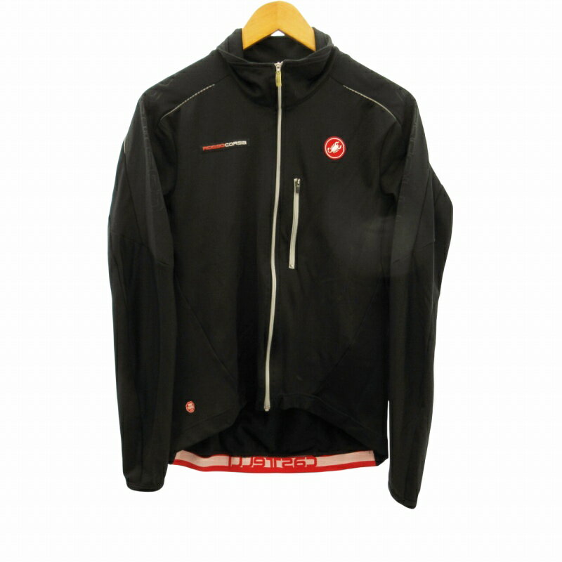 【中古】カステリ CASTELLI ロッソコルサ ROSSO CORSA 美品 サイクリングウエア ジャケット ブルゾン大きいサイズ 黒 ブラック XL 1210 ●ECO メンズ 【ベクトル 古着】 241210
