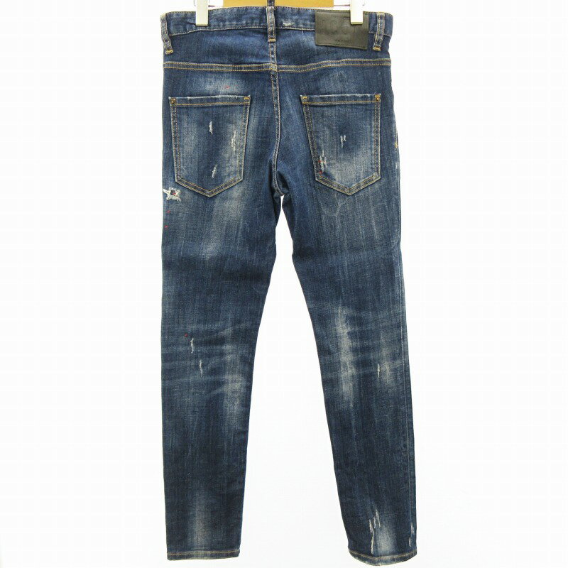 【中古】ディースクエアード DSQUARED2 20SS SKATER JEAN スケーター デニムパンツ ジーンズ ペイント加工 青 ブルー 44 約S 0412 メンズ 【ベクトル 古着】 250412