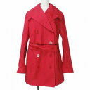 【中古】アクアスキュータム AQUASCUTUM ハーフトレンチコート 飾りベルト 赤 レッド ■GY09 X レディース 【ベクトル 古着】 250407|詳細画像
