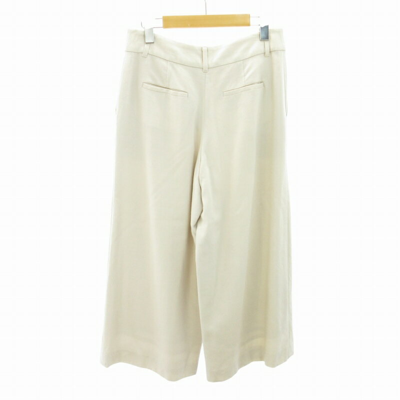 【中古】トゥモローランド TOMORROWLAND ウールレーヨンオックス ワイドクロップドパンツ スラックス タック 11046404101 36 ライトベージュ系 0531 レディース 【ベクトル 古着】 250531