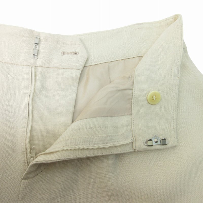 【中古】トゥモローランド TOMORROWLAND ウールレーヨンオックス ワイドクロップドパンツ スラックス タック 11046404101 36 ライトベージュ系 0531 レディース 【ベクトル 古着】 250531