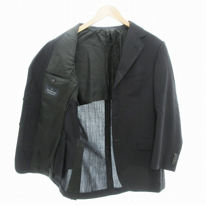 【中古】エルメネジルドゼニア Ermenegildo Zegna テーラードジャケット 背抜き 3B シングル 黒 ブラック 春夏 /AE ●ECO メンズ 【ベクトル 古着】 250719