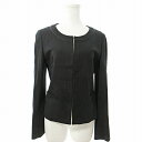 【中古】アンタイトル UNTITLED 美品 ノーカラー ジャケット ストレッチ 2 黒 ブラック 0702 レディース 【ベクトル 古着】 250702
