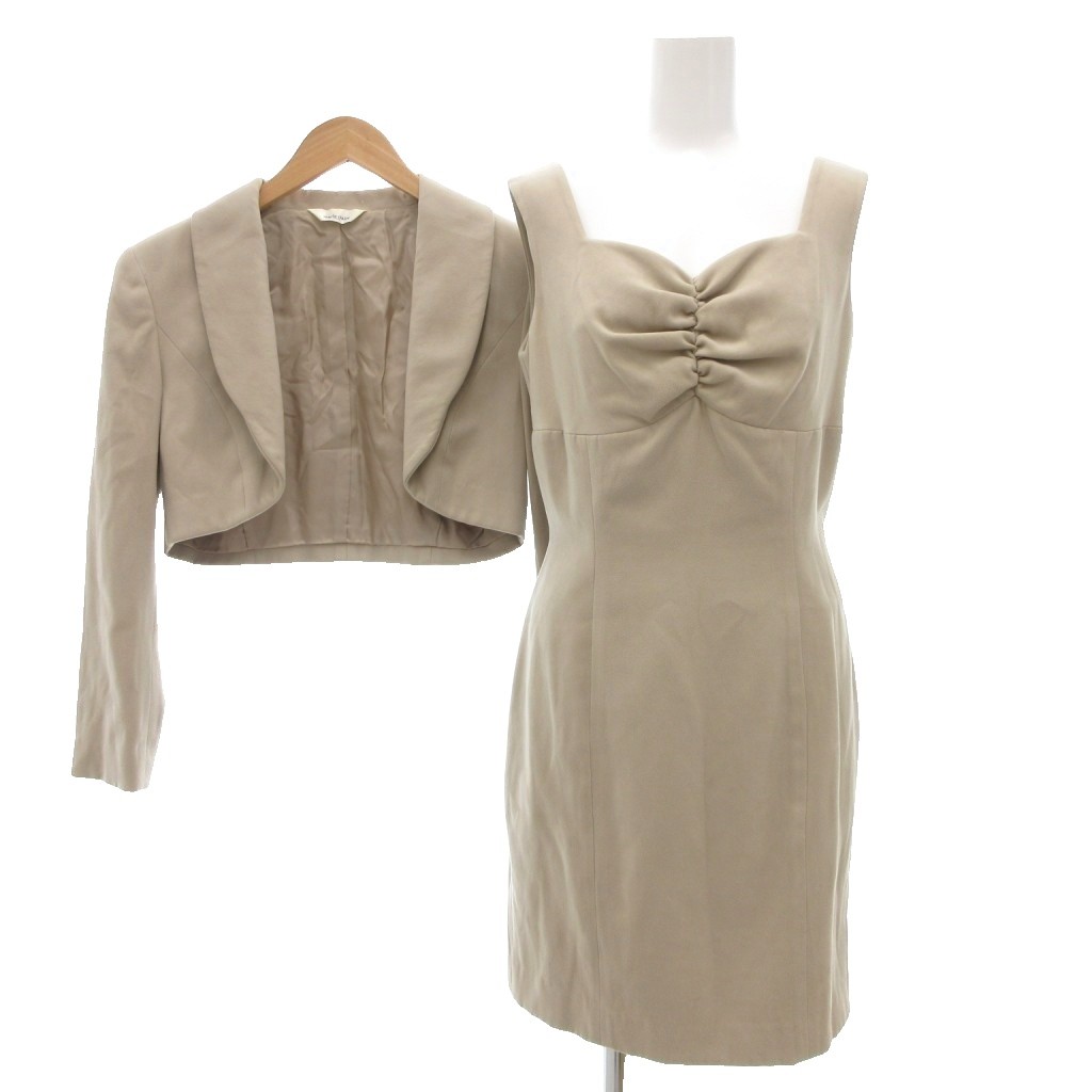 【中古】マリクレール MARIE CLAIRE ヴィンテージ セットアップ ノースリーブワンピース ジャケット 9 グレージュ /UO ■MET1 レディース ...