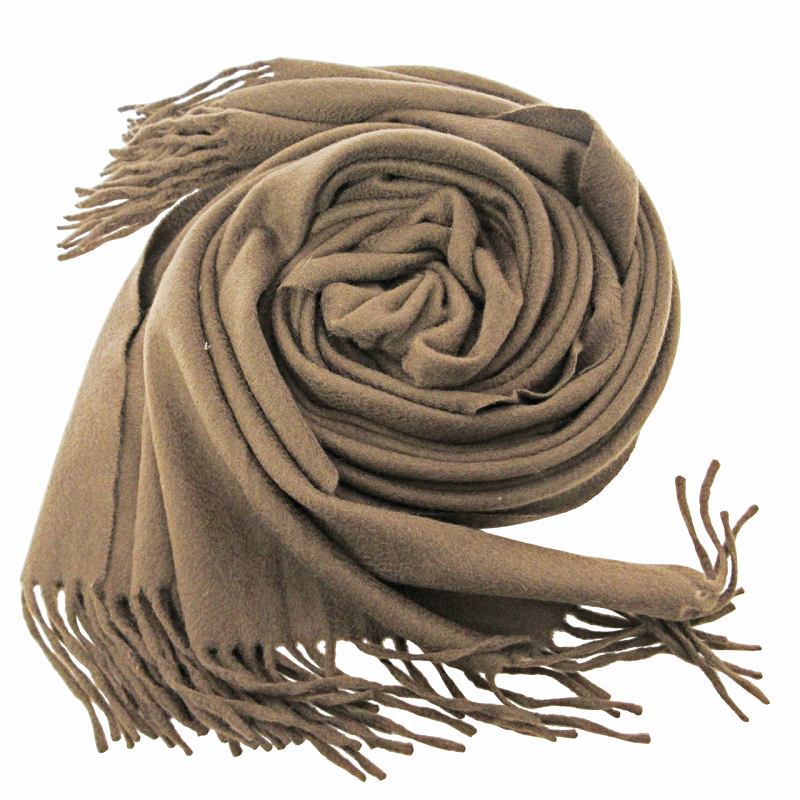 【中古】美品 ストール マフラー カシミヤ100％ 肩掛け ショール 茶 ブラウン 0804 ●ECO レディース 【..