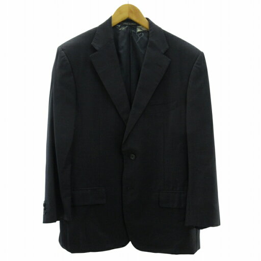 【中古】コルネリアーニ Corneliani SUPER150'S シングルスーツ セットアップ ジャケット サイドベンツ 黒系 ブラック系 52 約XL メンズ 【ベクトル 古着】 250724