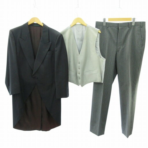 【中古】ART'S TAILOR アーツテイラー タキシード 燕尾服 スリーピース フォーマル セレモニー 黒 ブラック グレー 約M メンズ 【ベクトル 古着】 250726 【中古】ART'S TAILOR アーツテイラー タキシード 燕尾服 スリーピース フォーマル セレモニー 黒 ブラック グレー 約M メンズ 【ベクトル 古着】 250726