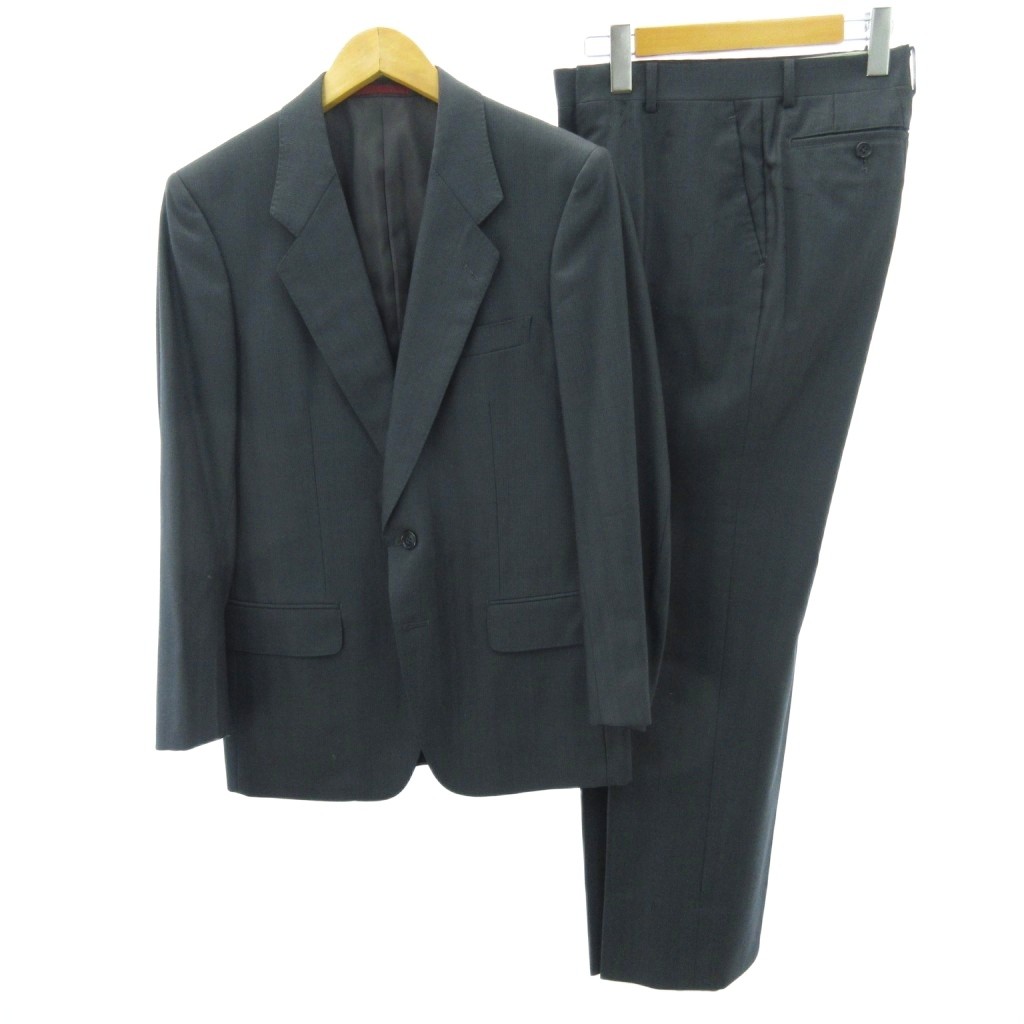 【中古】ダーバン DURBAN ヘリンボーン スーツ セットアップ サイドベンツ 半裏 青系 ブルー系 約S メンズ 【ベクトル 古着】 250909