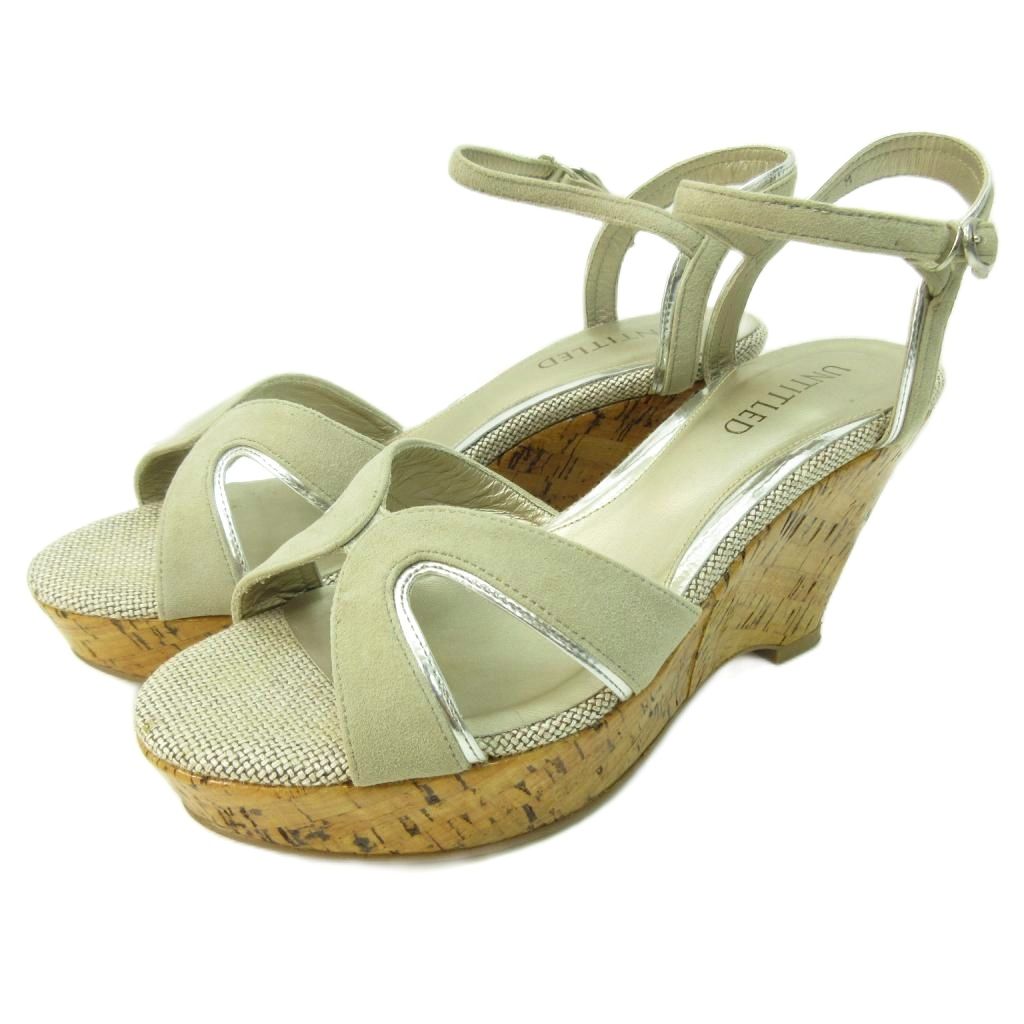 【中古】アンタイトル UNTITLED ウエッジソール サンダル アンクルストラップ ベージュ系 M 約23cm レディース 【ベクトル 古着】 250918