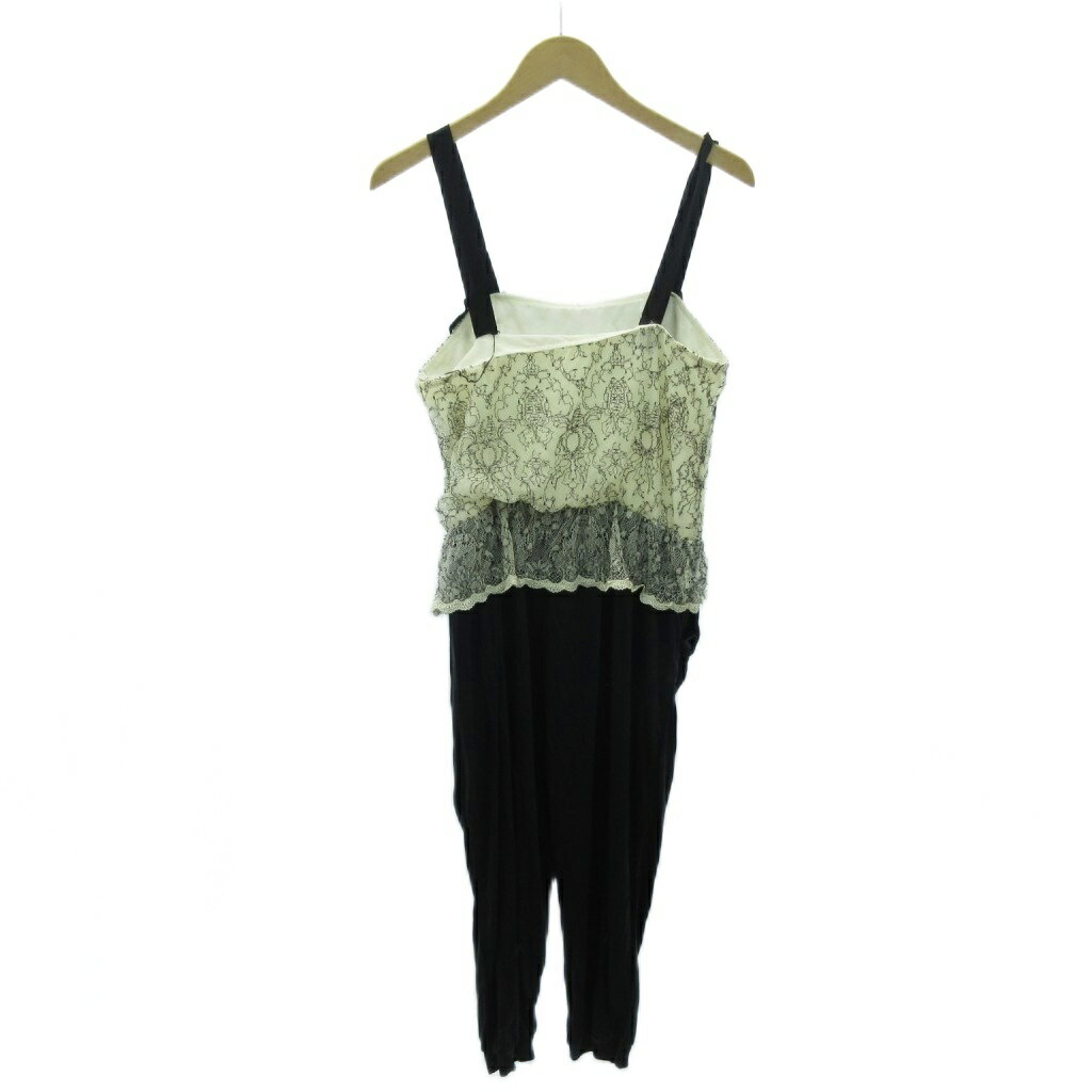 【中古】ジルスチュアート JILL STUART オーバーオール オールインワン ゴムウエスト レース 4 白 黒 ..