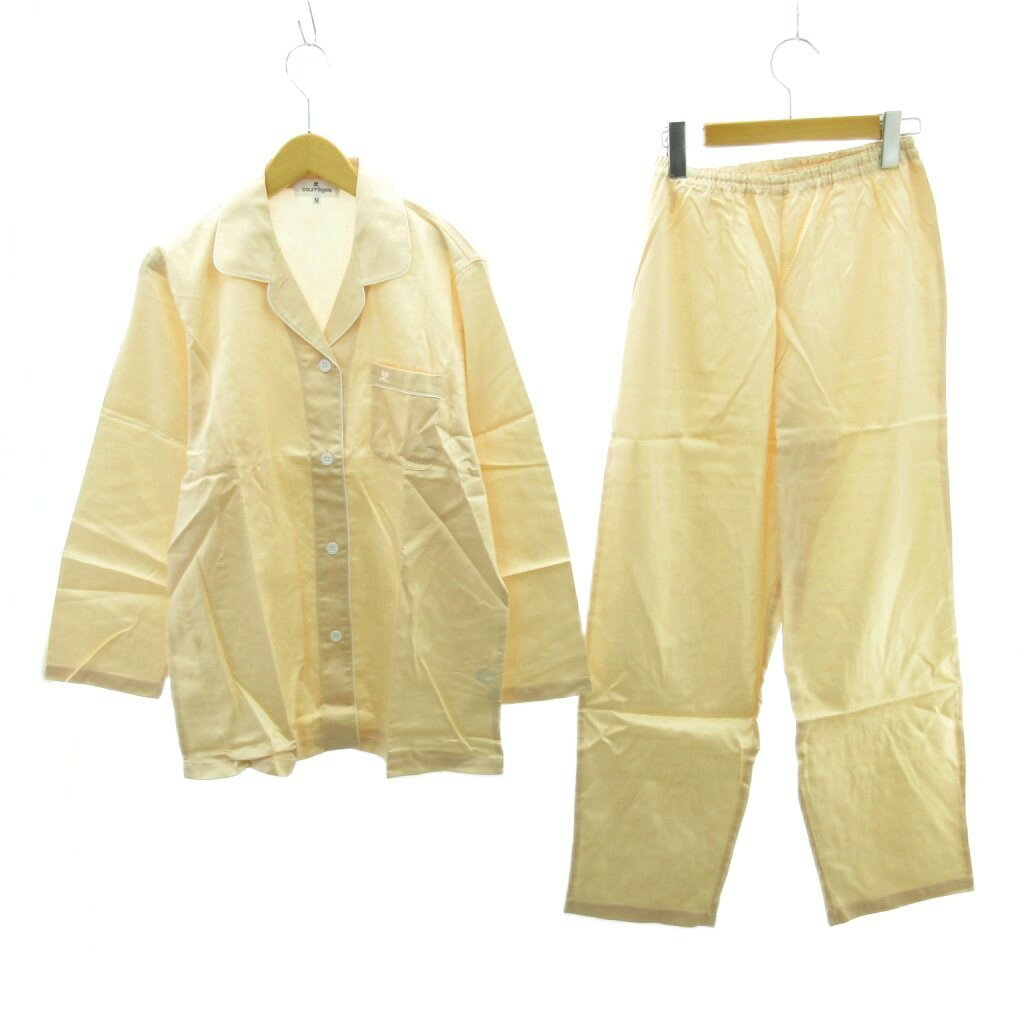 【中古】クレージュ courreges ロゴ ナイトウェア パジャマ セットアップ 黄色 イエロー M ■YHS7 レディース 【ベクトル 古着】 251122