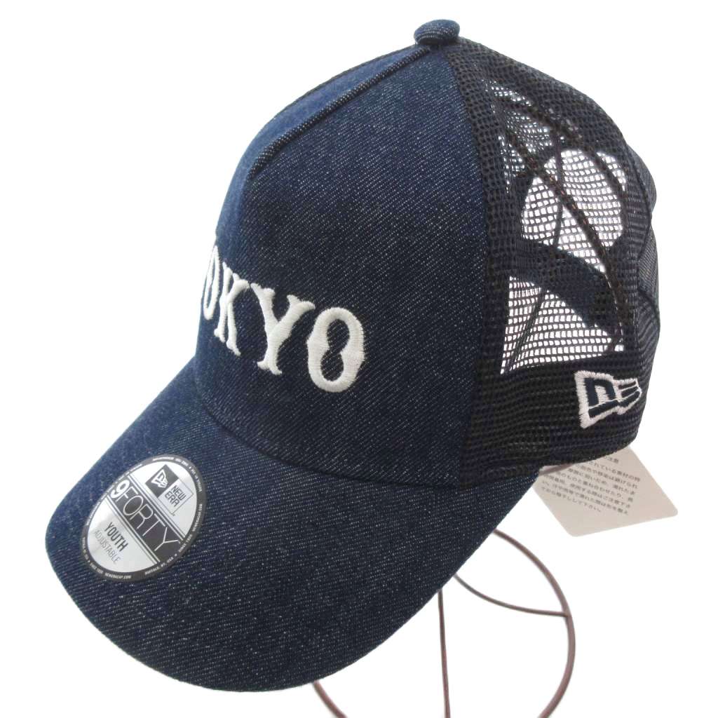 【中古】未使用品 ニューエラ NEW ERA YOUTH 9FORTY 読売ジャイアンツ 巨人 タグ付き キャップ 帽子 紺 ネイビー 文字刺繍 メッシュ切り替え /TQ キッズ 【ベクトル 古着】 260422