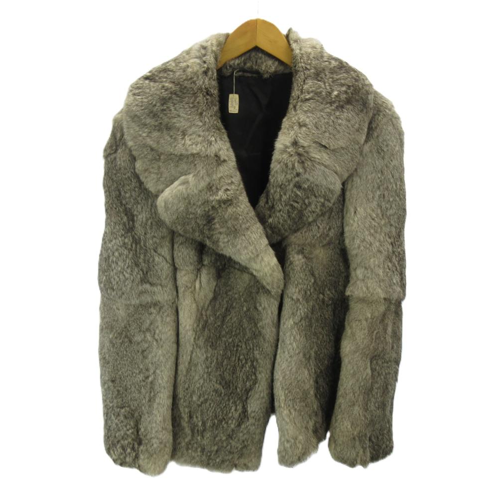 樂天商城 - 【中古】BOUTIQUE PELZ ラビットファー コート ショート丈 46 白 ホワイト グレー 0423 ■GY99 レディース 【ベクトル 古着】 260423