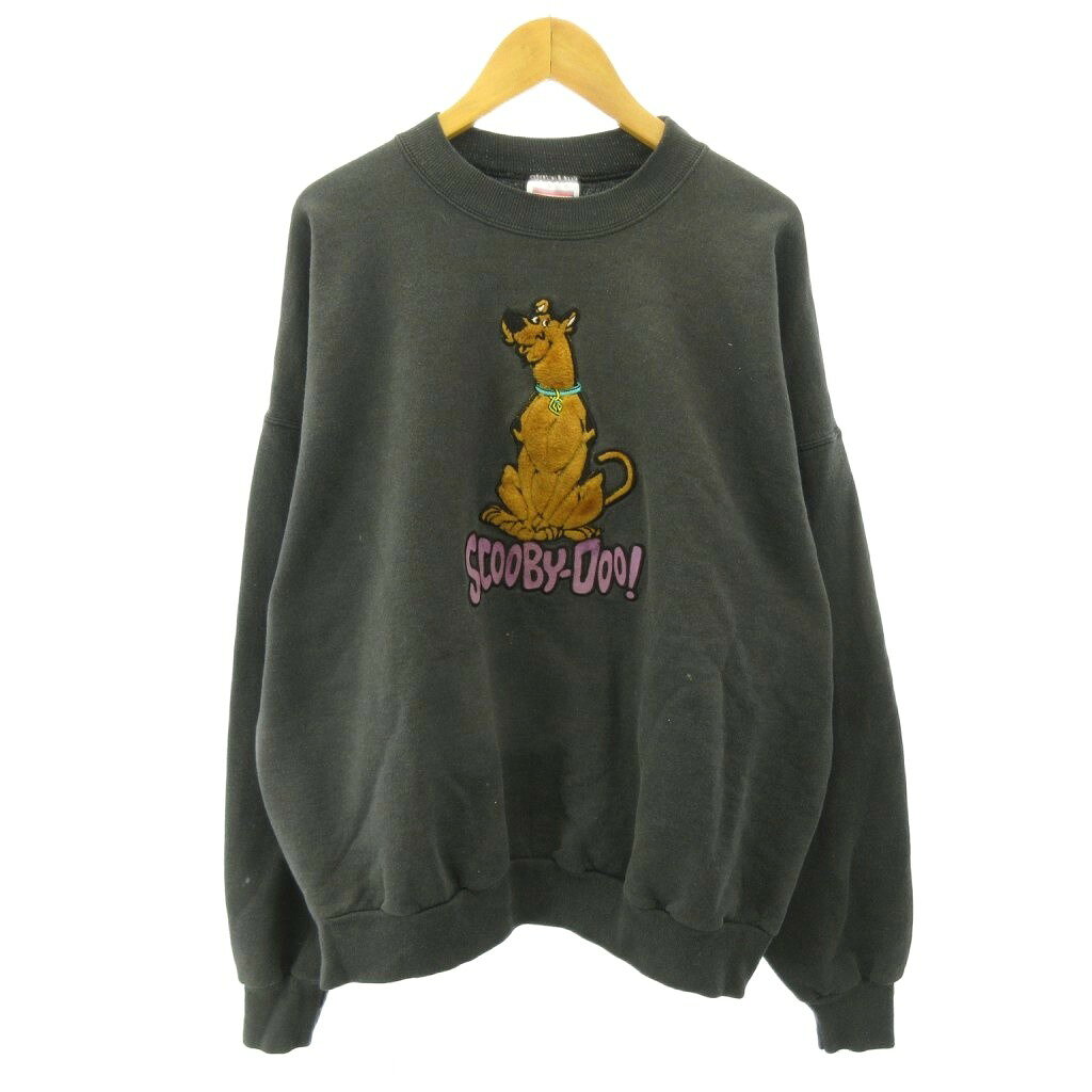 【中古】ヘインズ Hanes ヴィンテージ 90s スウェット トレーナー スクービードゥー キャラクター 刺繍 XL 黒 ブラック 0525 メンズ 【ベクトル 古着】 260525