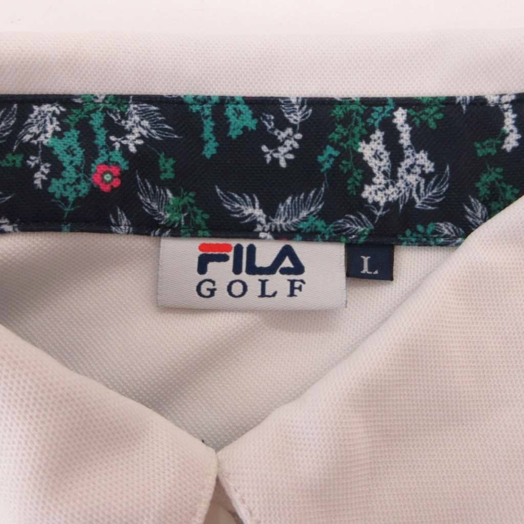 【中古】フィラ FILA ゴルフウェア ボタンダウン半袖シャツ ブラウス ロゴ 刺繍 L ...
