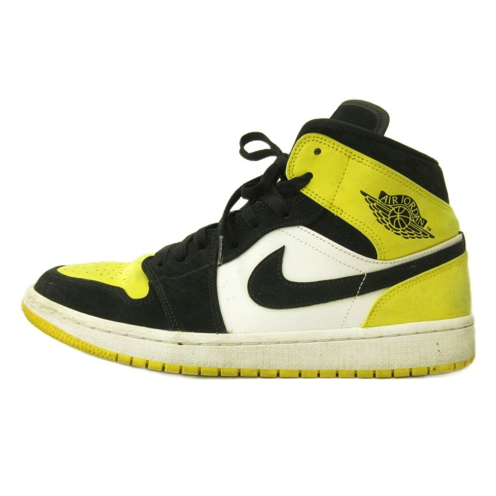 ナイキ NIKE エアジョーダン AIR JORDAN 1 MID SE スニーカー シューズ ミッドカット ヌバック レザー US10 28.0cm 黄 黒 イエロー ブラック 852542-071 0729 ■IBO101 メンズ 260729