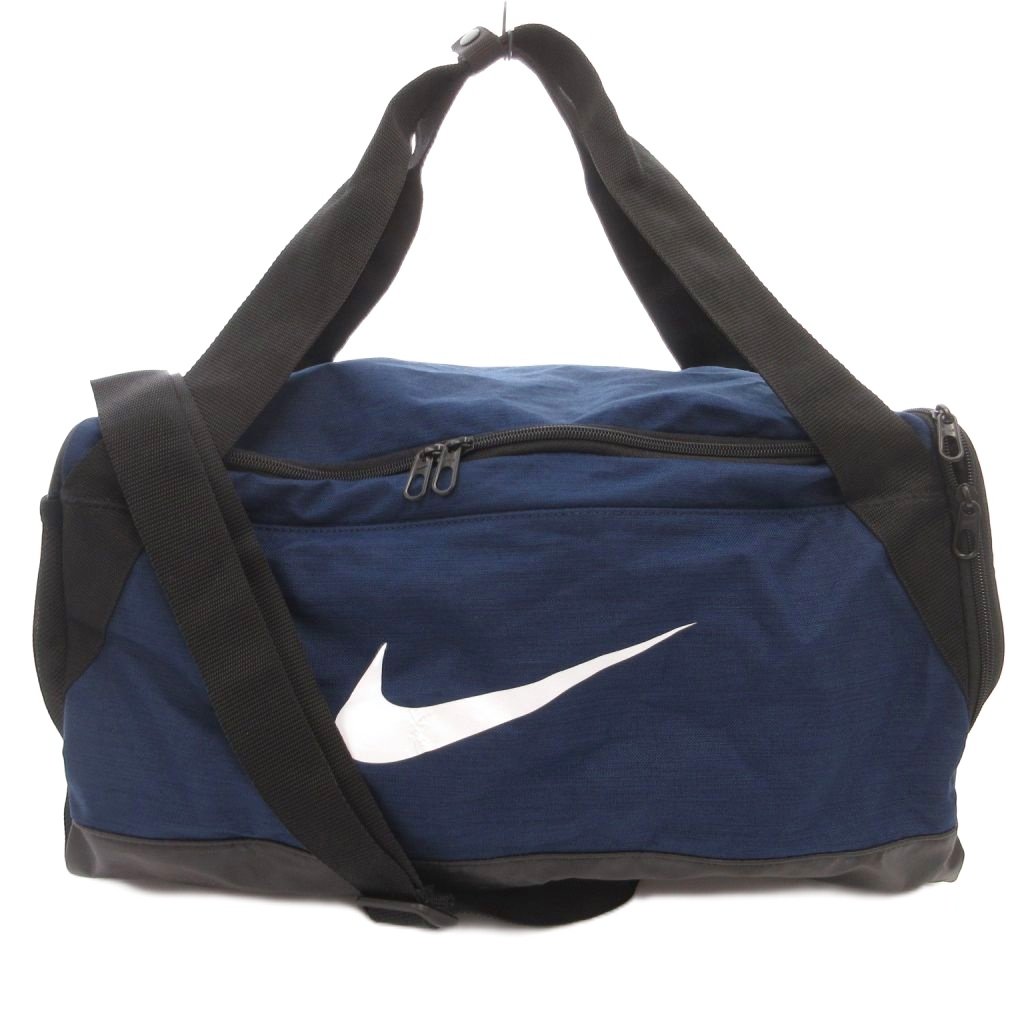 【中古】ナイキ NIKE ボストンバッグ 2WAY スクエア型 紺 ネイビー ロゴ ジップ サイドポケット /IB メンズ 【ベクトル 古着】 260814