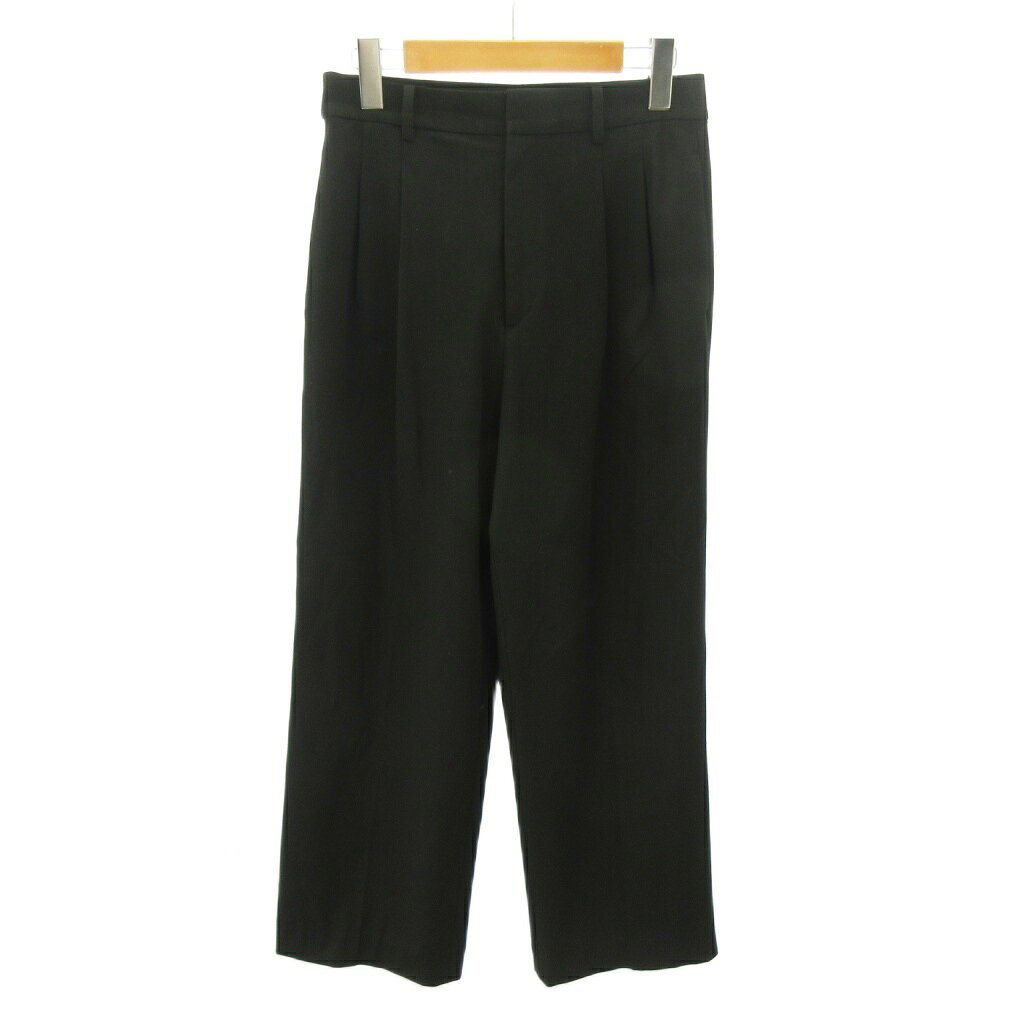 【中古】ユニクロ UNIQLO タックワイドパンツ ジップフライ M 黒 ブラック 221-456116 0904 レディース 【ベクトル 古着】 260904