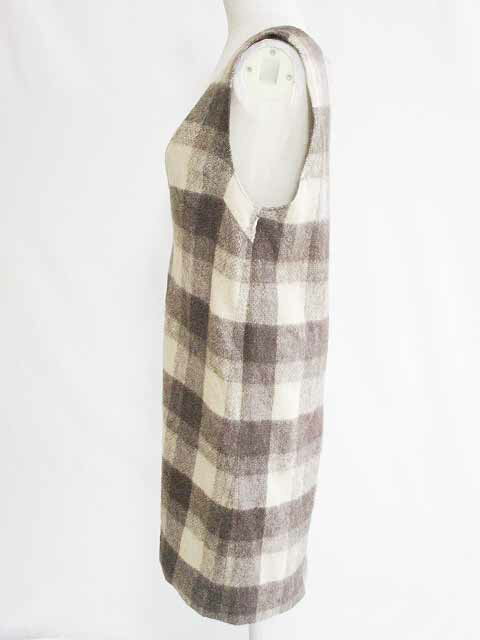 【中古】フレームワーク Framework ワンピース チュニック ジャンパースカート ノースリーブ チェック ウール 茶 ベージュ レディース 【ベクトル 古着】 200413 ベクトルプレミアム店