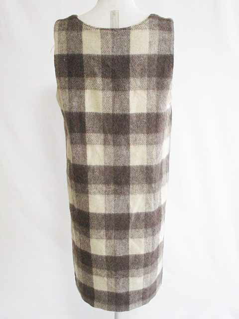 【中古】フレームワーク Framework ワンピース チュニック ジャンパースカート ノースリーブ チェック ウール 茶 ベージュ レディース 【ベクトル 古着】 200413 ベクトルプレミアム店