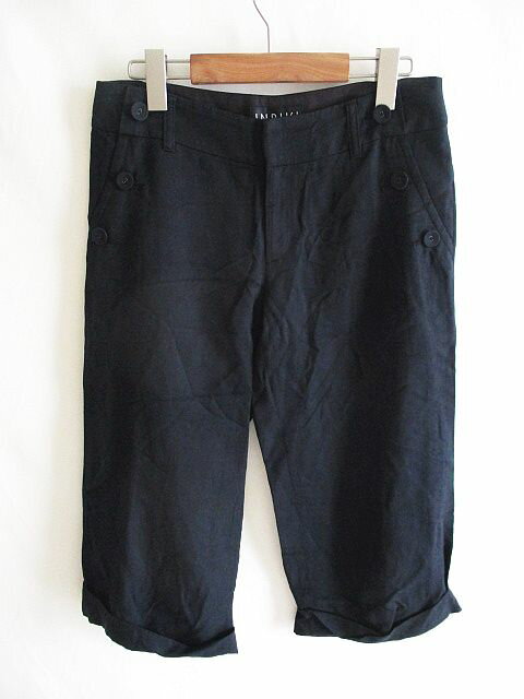 Linen, Hemp - 【中古】インディヴィ INDIVI ガウチョパンツ 麻混 ボタン 黒 38 レディース 【ベクトル 古着】 200528 ベクトルプレミアム店