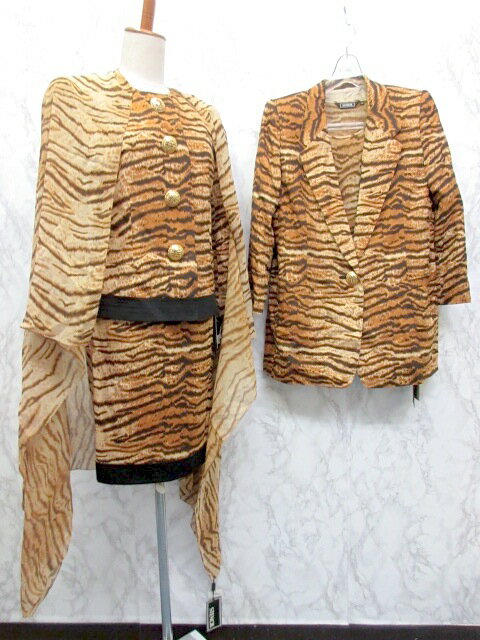 大特価 銀座マギー Stencil スーツ セットアップ カットソー ストール 5点 セット アニマル柄 シルク 個性的 茶系 38 レディース ベクトル 古着 Sale 公式通販 Ksvgraphicstt Com