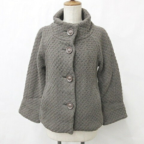 【中古】B Y ユナイテッドアローズ BEAUTY and YOUTH ビューティー アンド ユース ジャケット ニットジャケット 長袖 シングル ウール 茶 ブラウン モカ S レディース 【ベクトル 古着】 240612