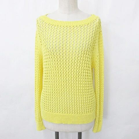 【中古】ストロベリーフィールズ STRAWBERRY-FIELDS ニット セーター 長袖 丸首 メッシュ編み 黄 イエロー レディース 【ベクトル 古着】 240214