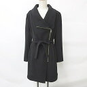 【中古】エイチアンドエム H and M コート ロング ショールカラー アシメトリー ジップアップ ベルト ベンツ 黒 ブラック 38 レディース 【ベクトル 古着】 240618(4)