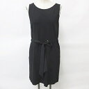 【中古】マッシモ ドゥッティ MASSIMO Dutti ワンピース 膝丈 ノースリーブ クルーネック 別布 リボン 黒 ブラック XS レディース 【ベクトル 古着】 240128