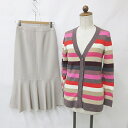 【中古】ギャップ GAP ナチュラルビューティーベーシック NATURAL BEAUTY BASIC カーディガン スカート 2枚セット ボーダー ロング マー...