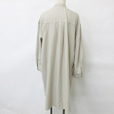 【中古】シューラルー SHOO・LA・RUE ワンピース シャツワンピース ロング 長袖 ドロップショルダー スタンドカラー 前開き ベージュ L レディース 【ベクトル 古着】 240312